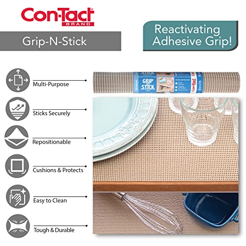 Con-Tact Brand Grip-N-Stick Adhesive Grip Shelf & Drawer Liner, 18 Inches by 4 Feet, Taupe 18"W x 48"L