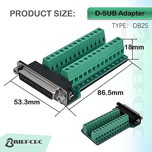 DB25 Adapter 25 Pin RS-232 Serial to 25 Pin Clipboard Signal Module with Insulation Pad (1 Female) 1 x socket