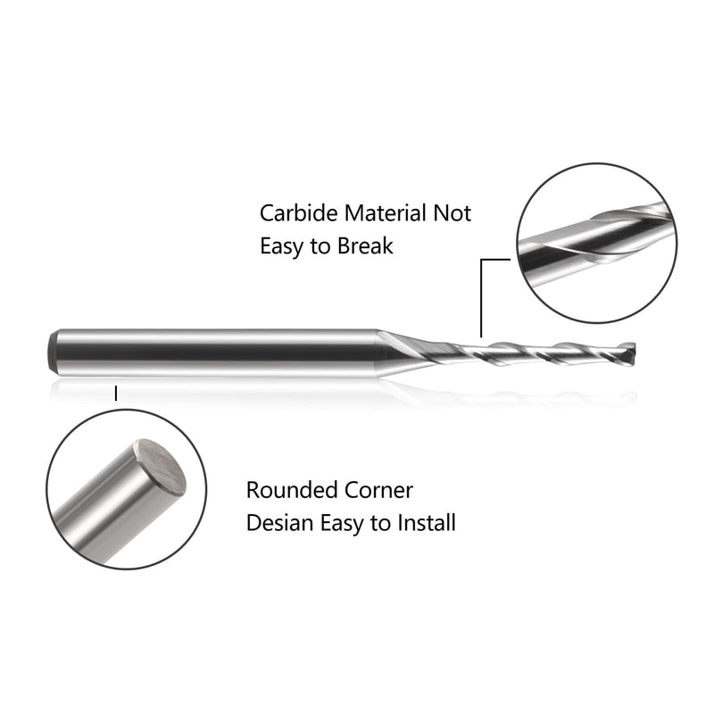 1/8" Shank CNC Router Bits Carbide End Mills 1/16 Inch Up Cut Spial Router Bit Flat Nose Carbide Endmill Two Flute Milling Cutter Tool for Wood PVC MDF Hardwood Pack of 10