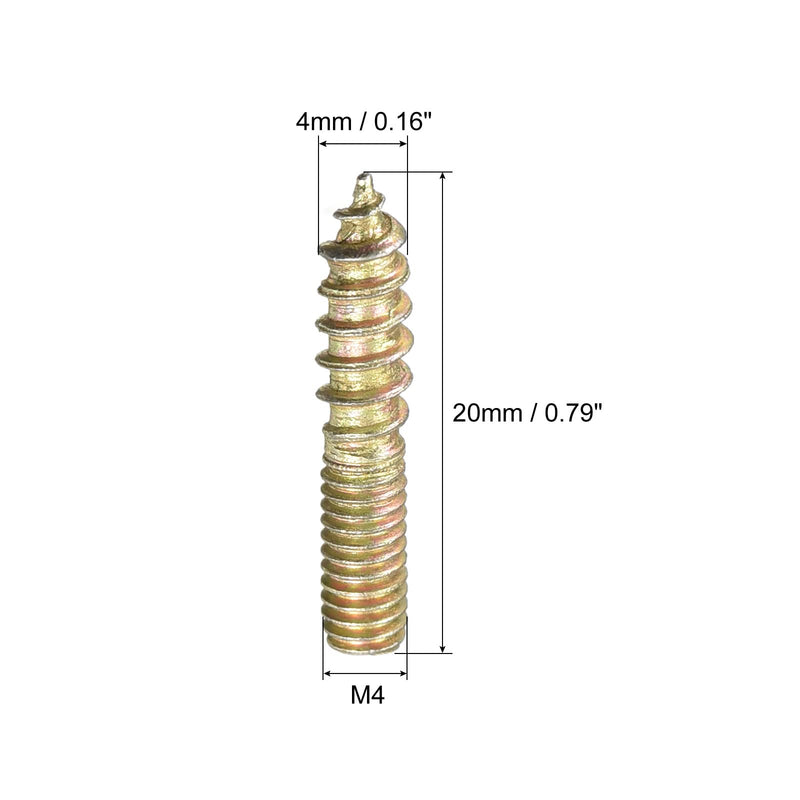 [Australia - AusPower] - uxcell M4x20mm Hanger Bolts, 24pcs Double Ended Thread Dowel Screws for Wood Furniture Connecting 