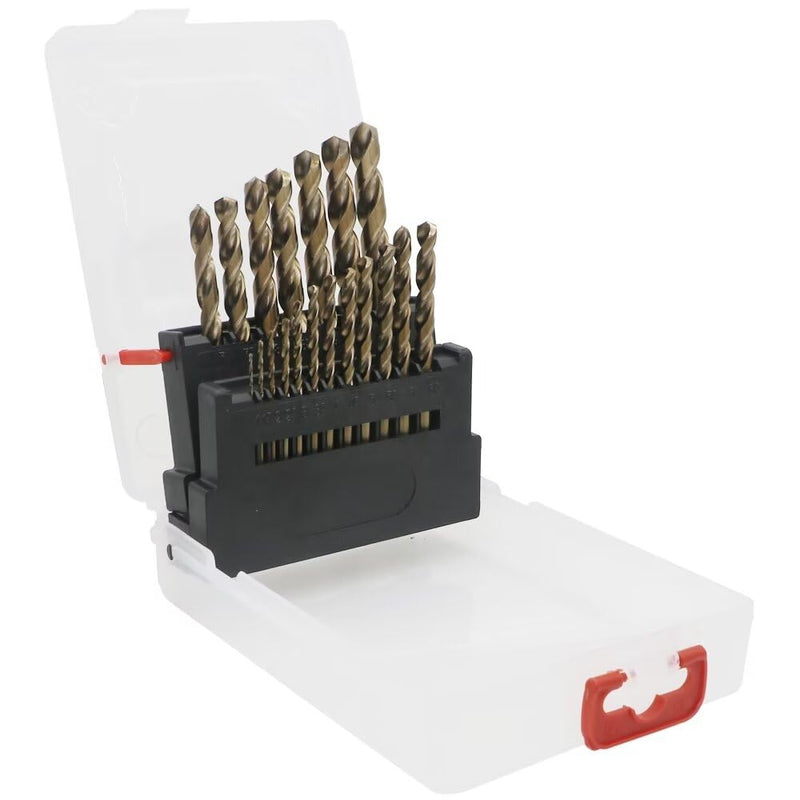 Metric Cobalt Drill Bits 1-10mm 19PCS, M35 high speed steel, high hardness straight shank drill, mechanical or hand drill for drilling, suitable for stainless steel, iron, copper and aluminum. 1-10 mm (19 Count)