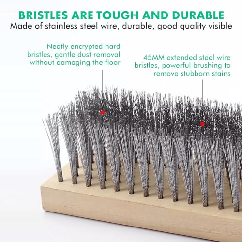 Heavy Duty Rough Surface Floor Brush,Stainless Steel with 20cm Wire Deck Scrub Cleaning Tool