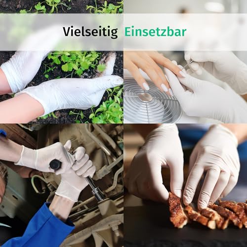 Nitrile Disposable Examination Gloves, Powder-Free, Latex-Free, Non-Sterile, Medium, Box of 100, White | Powder-free disposable gloves for tattoo, workshop, kitchen, cleaning and household use; versatile for commercial and everyday use.