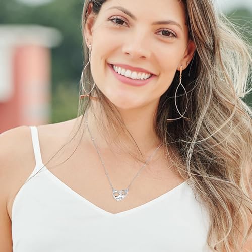 Dletay Infinity Cremation Urn Necklace for Ashes Heart Ash Necklace for Women Memorial Cremation Jewelry Ash Holder Silver