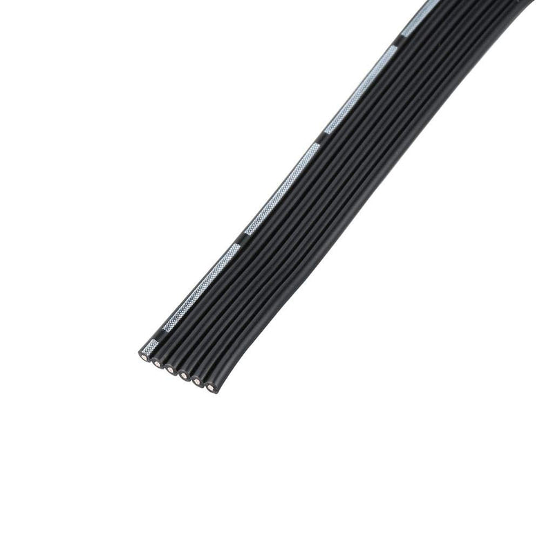 BNTECHGO 24 Gauge Silicone Ribbon Cable Flexible 6P Black 50 ft Flat Cable 24 AWG Stranded Tinned Copper Wire 24 gauge Silicone Ribbon Cable 6P 50ft 24 gauge black 6P 50 feet