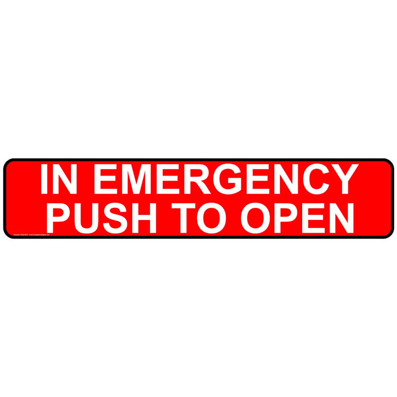 ComplianceSigns.com in Emergency Push to Open Label Decal, 12x3 inch 4-Pack Vinyl for Enter/Exit