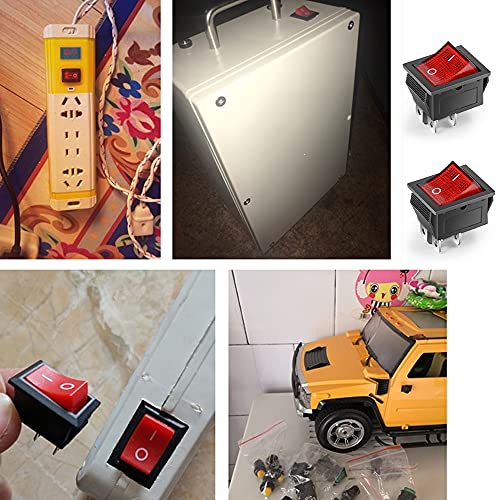 4pcs ON-OFF/ON-OFF Rocker Switch Illuminated On/Off Rocker Switch with Waterproof Cover DPDT 4 End Points 16A 250VAC red