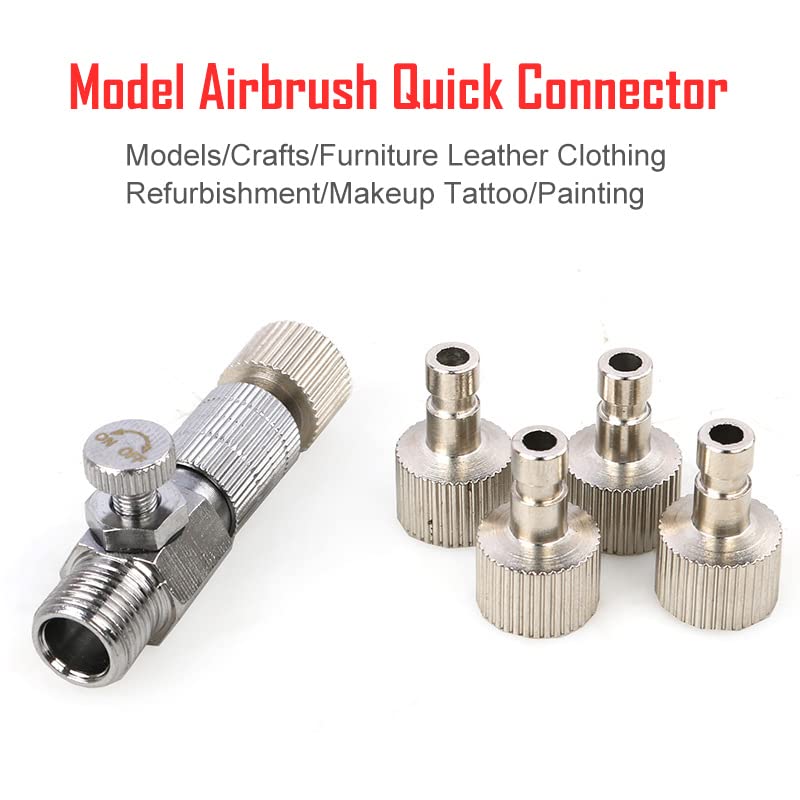 5 pcs Airbrush Adapter Set,Airbrush Quick Release Disconnect, 1/8" BSP Male and Female Coupling Set for Air Compressor and Airbrush Hose
