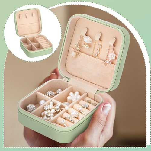 Colingmill 8 Pcs Bridesmaid Proposal Jewelry Box Gifts I Can't Say I Do Without You Travel Jewelry Case Portable Earring Organizer for Women Bridesmaids Wedding Gifts Matcha Color