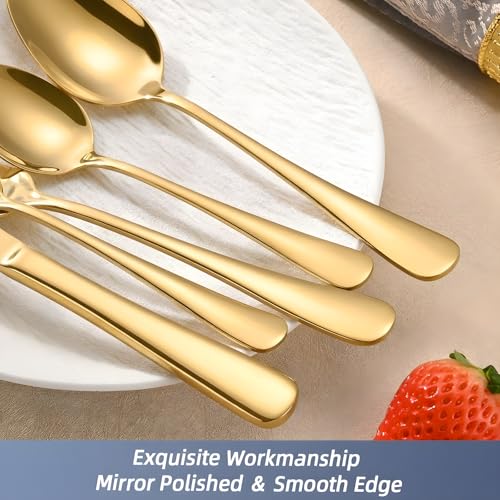 SIAKA 40-Piece Gold Silverware Set, Stainless Steel Flatware Set Service for 8, Food Grade Cutlery Utensil Set for Home Restaurant, Include Knife Forks Spoons Set, Mirror Polished Dishwasher Safe