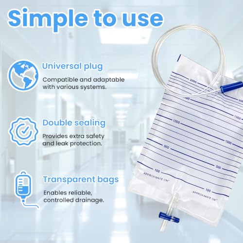 7 Pieces Urinal Condom for Men (35 mm) + 2 Urine Bags 2000 ml Catheter Bag Urine Bag Urine Bag for Incontinence with Valve and T-Outlet Safe Durable Clear Scale for Men with Limited Mobility