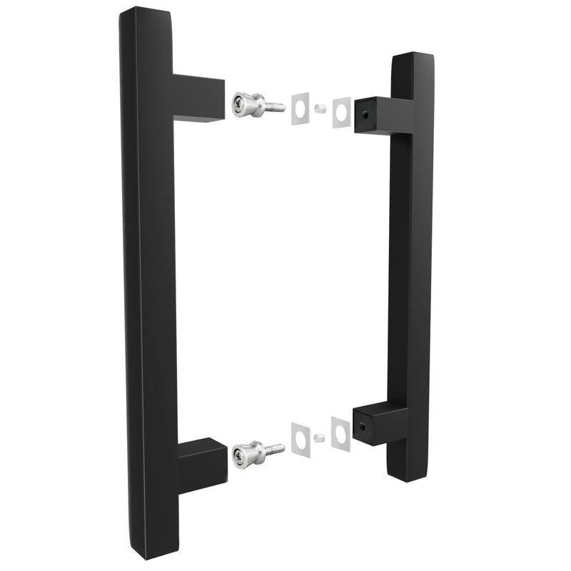 8" Back to Back Ladder Shape Pull Shower Door Handle Compatible with 1/4" to 1/2" Thickness Glass Door for Frameless Shower Doors, Matte Black with 304 Stainless Steel MB