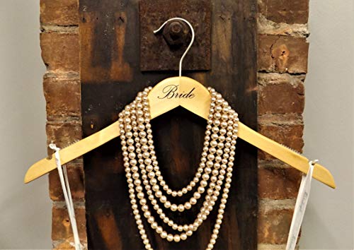 NAHANCO B20017 Bridal Hanger, Natural Wood Hanger with Black Imprint (Bride), 17” (1 piece) Natural W/Black Print