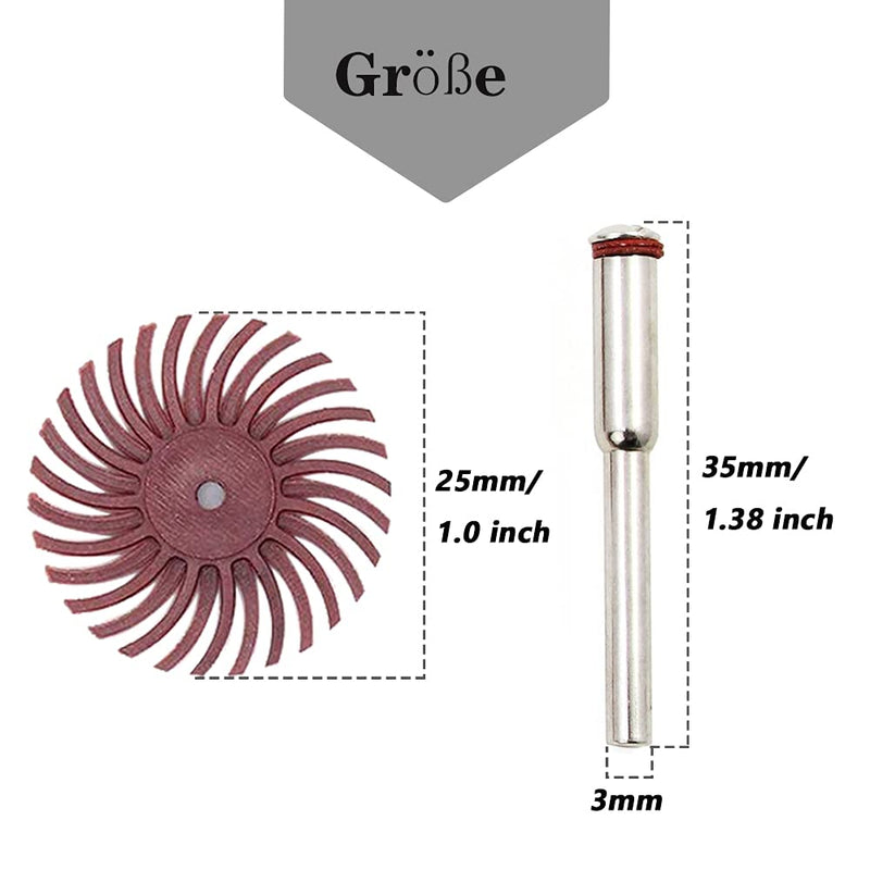Mesee 18-Piece 25 mm Mixed Grit Detail Sanding Brush Set, Grinding Brush Gap Polishing Disc Assortment Kit, Radial Bristle Disc Set for Rotating Tools Deburring Polishing, 80/120/220/400/600/1000