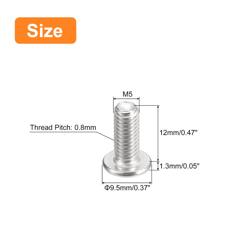 [Australia - AusPower] - uxcell M5-0.8 x 12mm 20Pcs Flat Round Head Screws 304 Stainless Steel Phillips Drive Machine Screws Hardware Fastener for Furniture Connection 