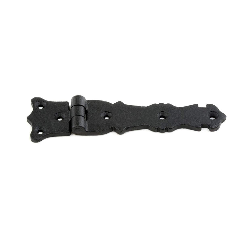 Renovators Supply Manufacturing Black Wrought Iron Shed Door Hinge 5.5 in Antique Fleur De Lis Style Decorative Flush Mount Cast Iron Barn Door Shed Hinge with Hardware Pack of 3