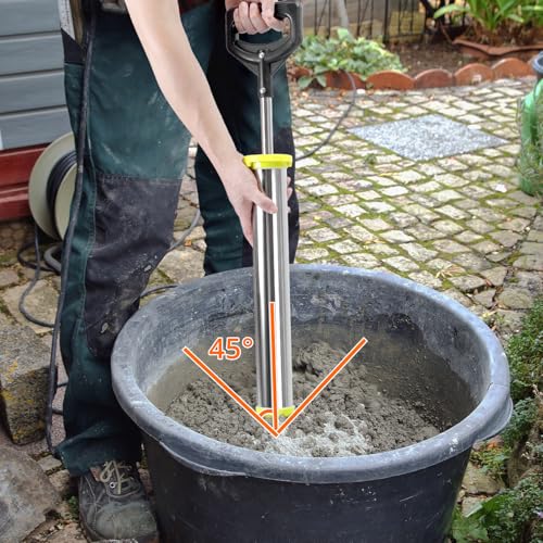 QWORK Stainless Steel Mortar Syringe with 5 Nozzles, Replacement Sealing Head and Gloves - Ergonomic and Durable for Precise Grouting