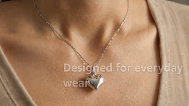 925 Sterling Silver Plain Heart Pendant – Cremation Urn Necklace for Ashes – Handmade Memorial Keepsake Jewelry with Filling Kit, Elegant Gift Box Included