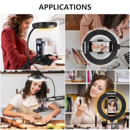 6" LED Ring Light for Desk, Overhead Phone Mount, LED Selfie Light