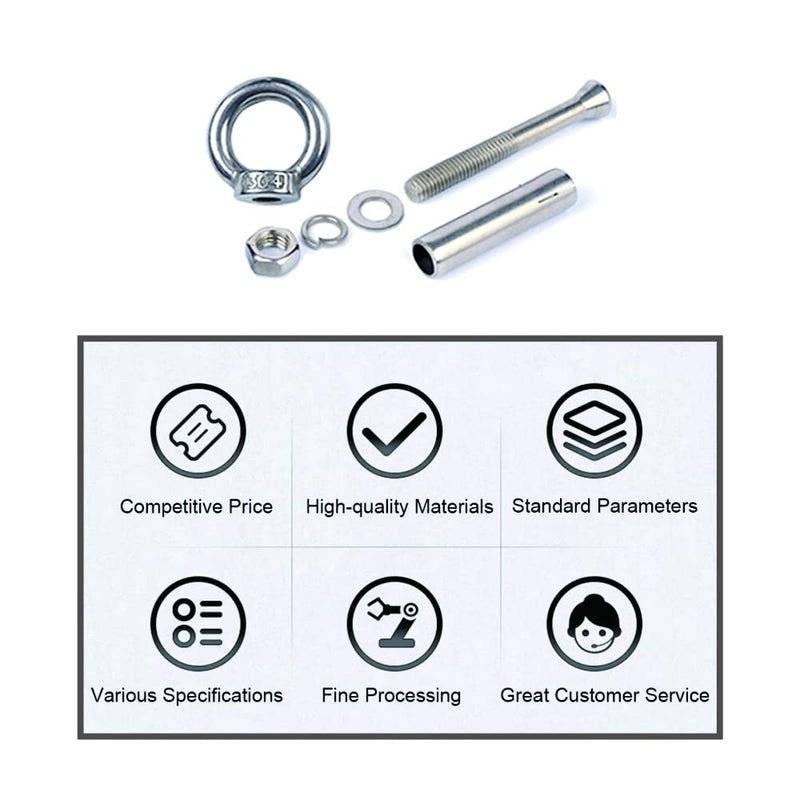 [Australia - AusPower] - M6x100mm Ring Lifting Expansion Anchor Eyebolt 5 Pack Expansion Bolts Ceiling Hook Heavy Duty Bolts Anchor Fastener 304 Stainless Steel for Concrete Brick Wall M6*100 