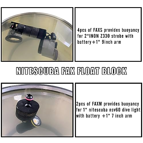 nitescuba FAXS Jumbo Float Kit Buoyancy Underwater Float for Ultralight/INON/Sea&Sea Arms/WEEFINE/MINIFOCUS Arms Faxm3.15 X 1.5inch