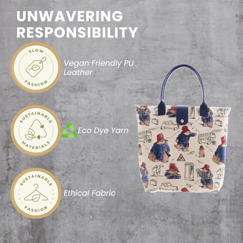 Signare Tapestry Foldable Tote Bag Reusable Shopping Bag Grocery Bag In Paddington Bear Design (FDAW-PADD)