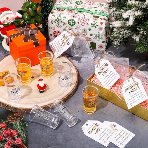 Vesici 40 Sets Employee Coworker Christmas Bulk Gifts Shot Glasses, Light