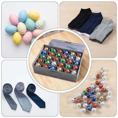 2 Pcs Light Bulb Storage 0rganizer, Christmas Light Storage Keep 30 Capacity Light Bulb Foldable Organizer with Lid Sturdy PP Board Fits Various Balls Standard Bulbs for Xmas Holiday