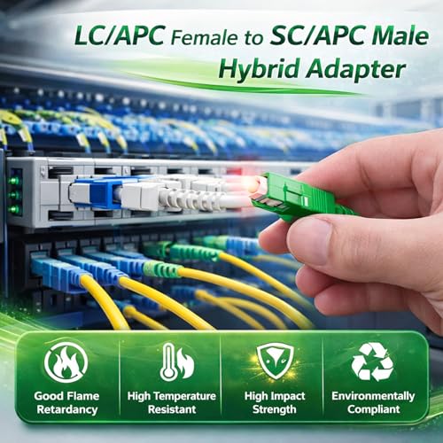 Pack of 2 SC/APC to LC/APC Fibre Optic Adapter Hybrid Coupling LC SC Adapter, Low Insertion Loss, Low Attenuation, Compatible with Fibre Optic Connectors, FTTH & CATV
