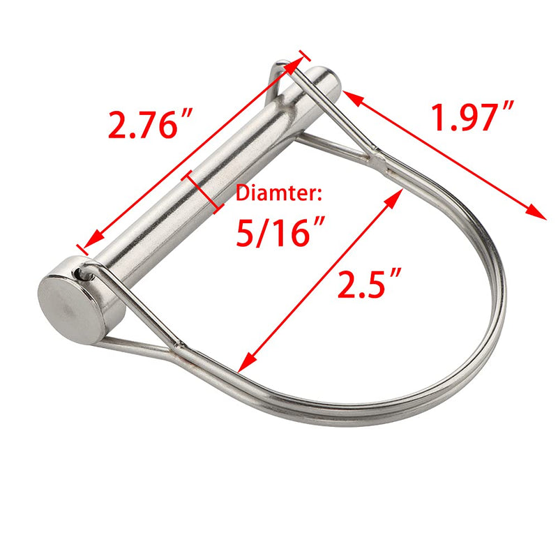 [Australia - AusPower] - 2 Pack Safety Coupler Pin 5/16" x 2-3/4"(8mm x 70mm), Full Marine grade 316 stainless steel Heavy duty Shaft Locking Pin 