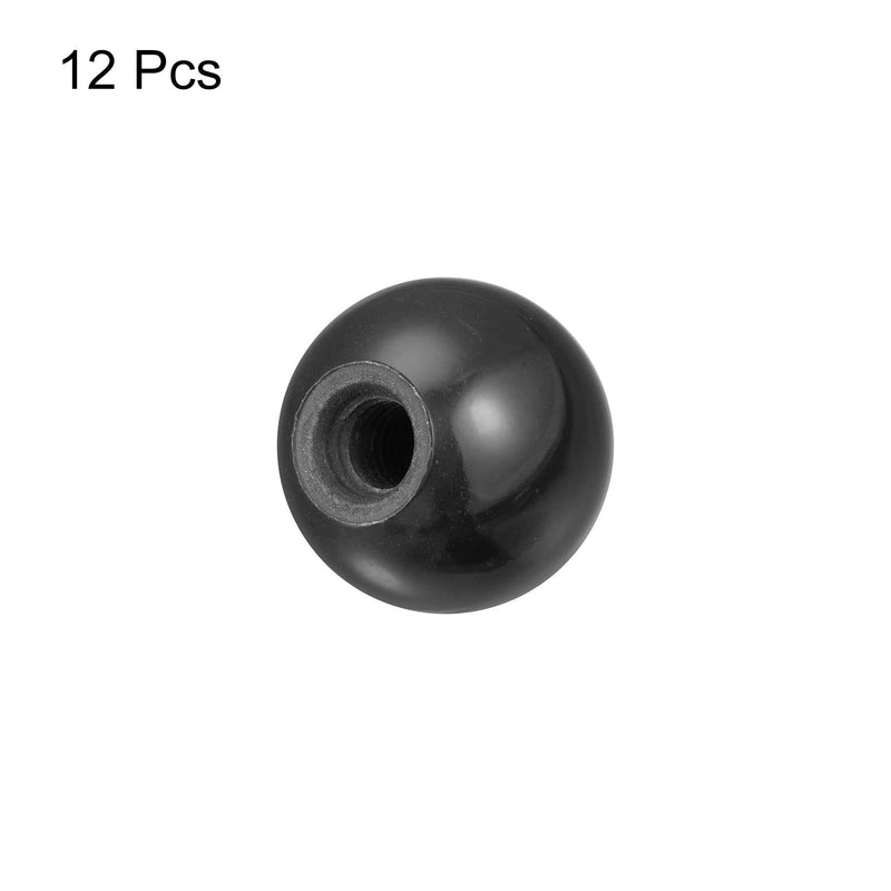 [Australia - AusPower] - uxcell 12Pcs Threaded Ball Knobs, M10 Female Thread Thermoset Ball Knob 1.37'' Dia Black Round Operation Ball Handles Embedded Threaded Knob for Machine Handle Tool Replacement M10x1.37'' 