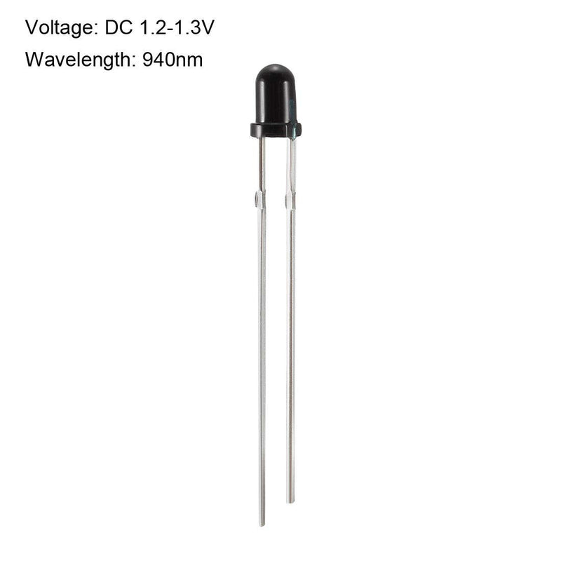 [Australia - AusPower] - uxcell 50pcs 3mm 940nm Infrared Receiver Diode DC 1.2V LED IR Receiver Light Emitting Diodes Black Round Head 