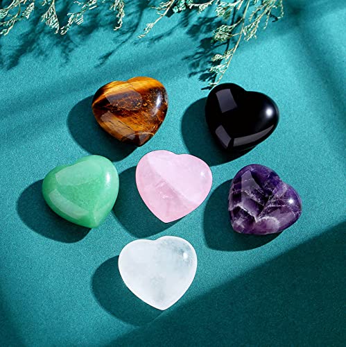 QINJIEJIE 3 PCS 1.2" Large Heart Crystal Amethyst Obsidian Tigers Eye Stone YD - 1.2" Large -3PCS
