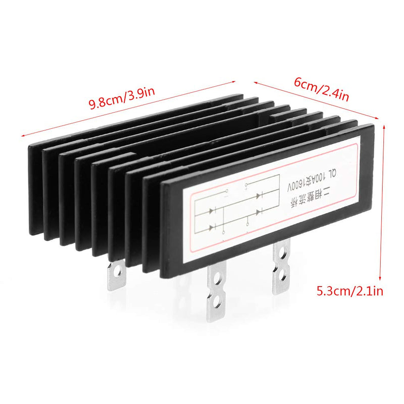 [Australia - AusPower] - 2 Phase Diode Bridge Rectifier 100A 1600V Voltage High Power Bridge Rectifier Full Silicon Diodes Bridge Rectifier Diode Black with Heatsink Good Heat Dissipation 