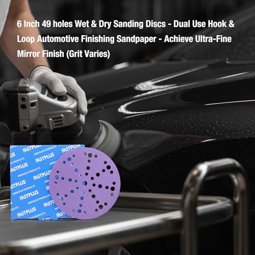 FASTPLUS 6-inch 800-grit ceramic hook-and-loop sanding disc, 49-hole design