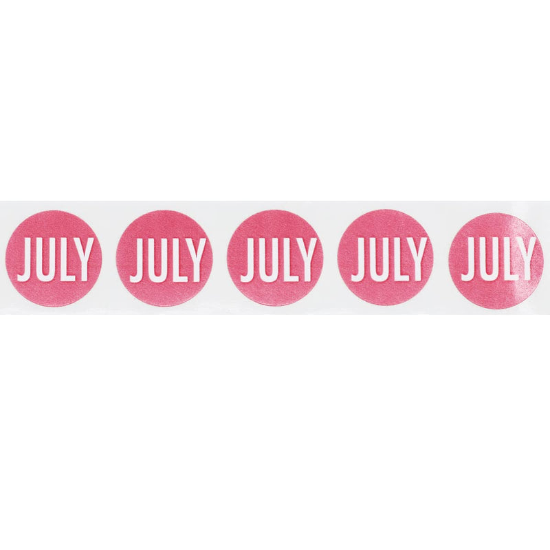 Pink July Circle Dot Month Stickers, 3/4 Inch Round, 500 Vibrant Adhesive Labels on a Roll for Scheduling, Organization, and Inventory - Made in the USA Pink July
