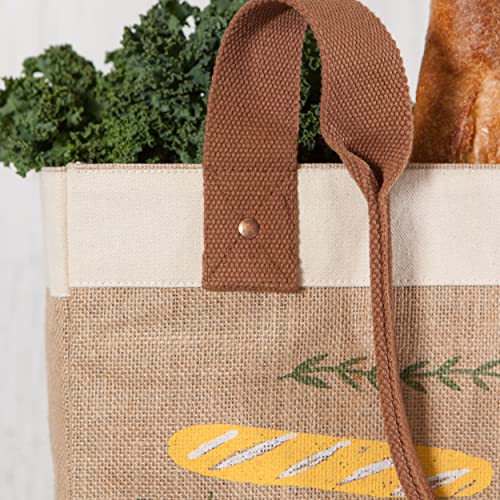 Now Designs reusable shopping tote bag with farmers market print, ideal for grocery shopping and eco-friendly errands.