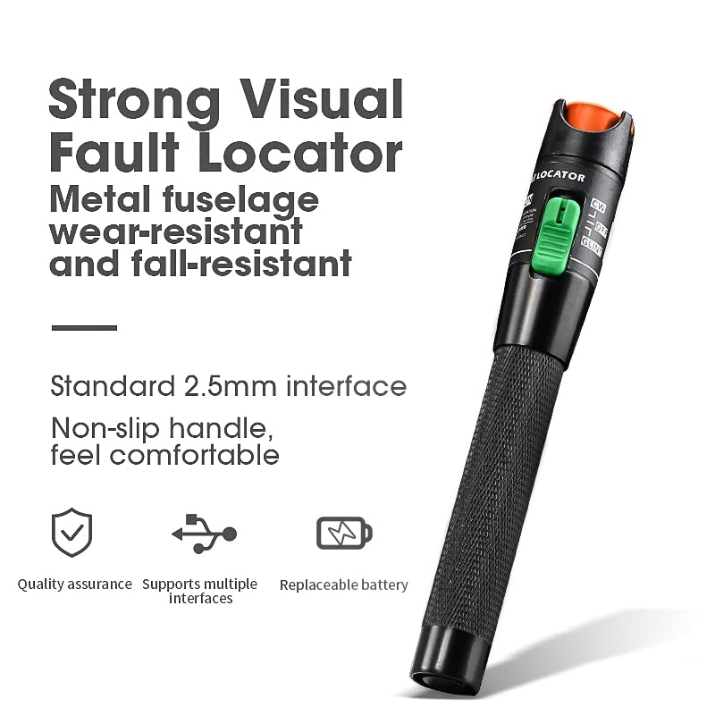 [Australia - AusPower] - Fiber Optic Tester 30MW Visual Fault Locator Optical Cable Tester SC/FC/ST 2.5mm Interface VFL 30km Range for CATV Telecommunications, Network Cable Tester 