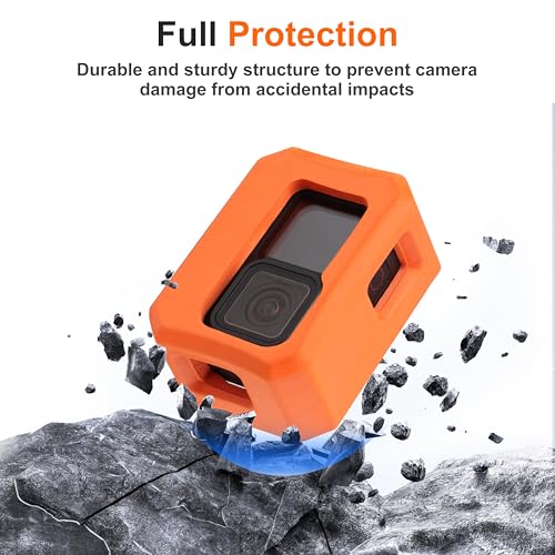 FitStill Floaty Soft Foam Case&Floating Hand Grip Stick Set for Go Pro Hero 13/12/11/10/9 Black,Snorkeling Surfing,Wakeboarding Protective Cage housing Shell Cover Action Camera Accessories Kit Hero 9/10/11/12/13 Black Frame Kit