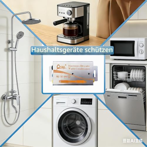 Electronic Water Descaling System, Salt-free Descaler, Limescale Reduction for All Types of Hydraulic Hoses (Silver) silver