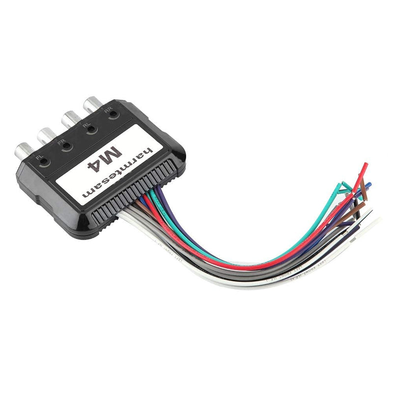 JL Audio High Low Converter, Duokon Car Stereo Subwoofer 4 Channel High to Low Audio Converter with Power Amplifier Control Wire Plastic Black
