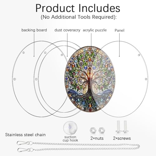 Acrylic Jigsaw Puzzle Suncatcher, Stained Glass Suncatcher Puzzle Tree