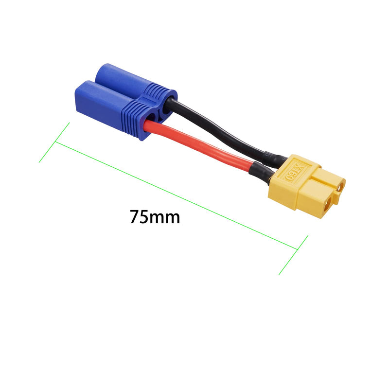 [Australia - AusPower] - EC5 Male to XT60 Female Connector Adapter, 4pcs XT60-EC5 Extension Cable,RC Battery Adapter with 5cm 14AWG Silicone Wire for LiPo Battery Micro FPV Drone XT60 female-EC5 male 