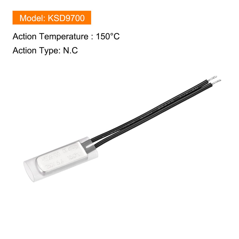 [Australia - AusPower] - KSD9700 NC 150C Temperature Control Switch Thermostat Thermal Protector Switch - Normally Close/250V 5A/Metal/2Pcs 
