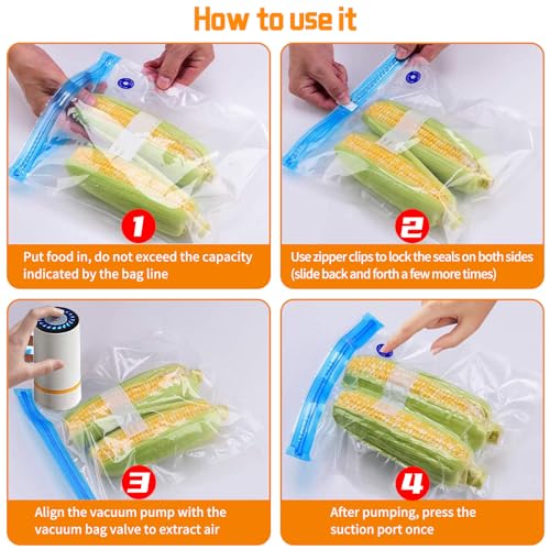 Mini Portable Food Vacuum Sealer Machine USB Rechargeable with 10 Reusable Bags, Handheld Vacuum Sealer Set for Dry or Moist Food, Compact Handy Pump for Food Storage, Sous Vide Preservation Cooking