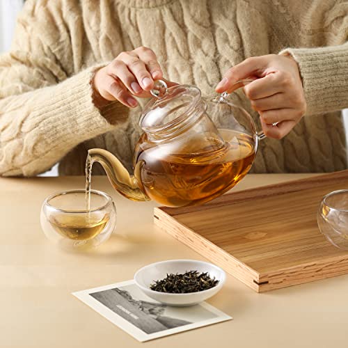 CNGLASS Tea Cups Set of 4 Double Wall Glass Tea Cup, 5.1oz Asian Insulated Clear Teacups 150ML,Small Espresso Cup for Coffee (Pack of 2) 5.1 oz (150 ml) (Pack of 2)