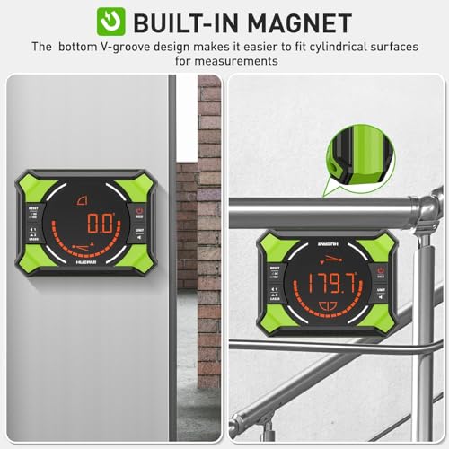 Digital Protractor, Huepar Digital LCD Inclinometer with Laser AG2L | Leveling function, angle measuring device inclinometer with laser, bevel box angle measuring device, spirit level