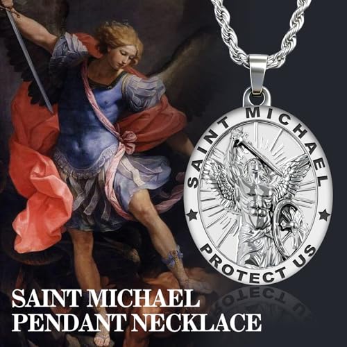 Saint Michael Necklace, St Michael Pendant Protection Bless Safety Gift