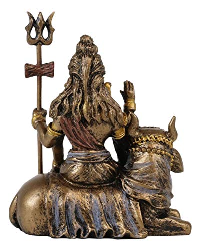 Ebros Eastern Enlightenment Vastu Hindu God Mahadeva Lord Shiva Sitting On Nandi Bull Miniature Figurine 3" Tall Auspicious Yogi Deity Mini Sculpture