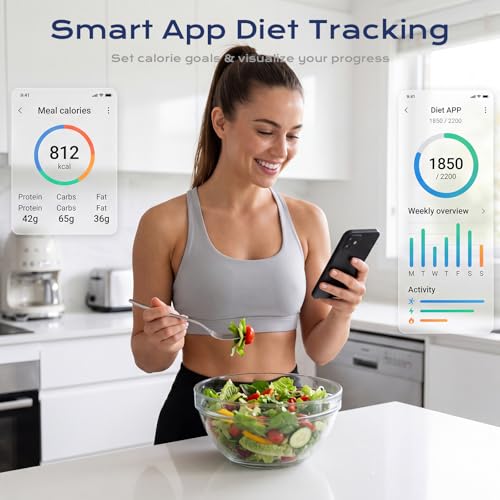 Smart Food Scale with Nutritional Calculator,Free APP 30 Nutrients Tracking Black